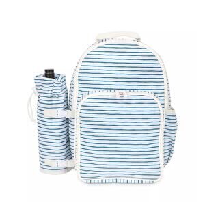 NEW SunnyLIFE Picnic Cooler Striped Backpack White Blue Beach Bag